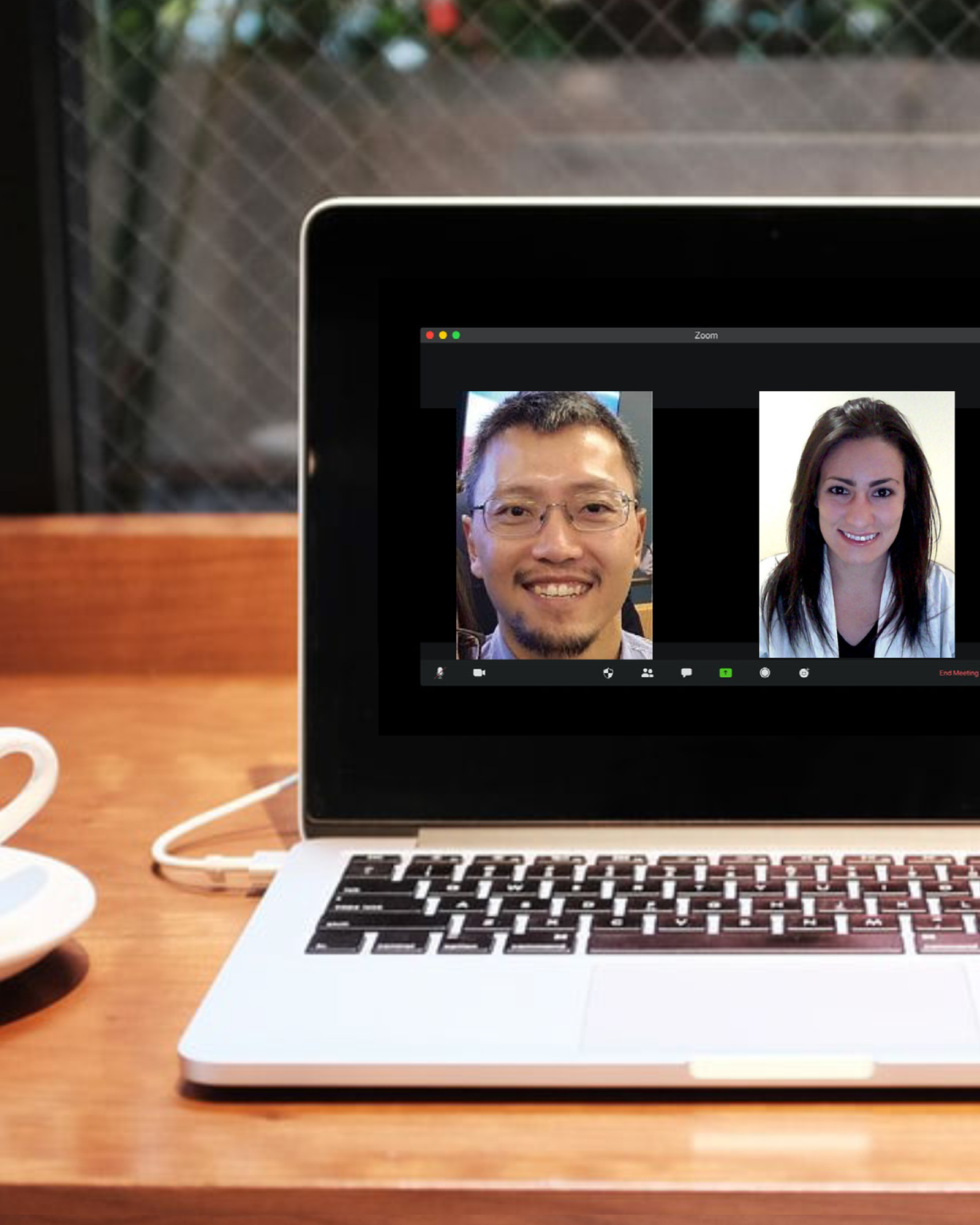 NIAID scientists Sang Hun Lee and Lindsey B. Rosen shown on laptop computer screen.