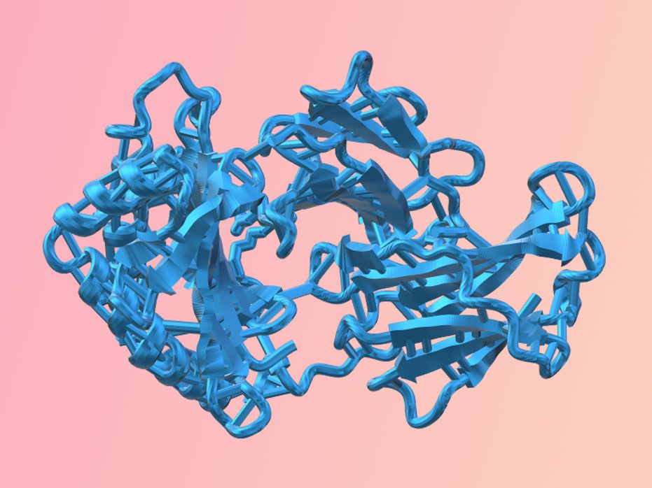 a 3D model of a twisted blue tube-like structure