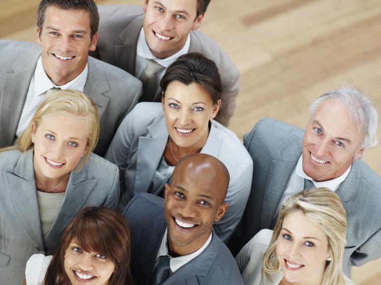 A group of people looking up at the camera