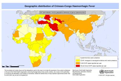 Geographic distribution of Crimean-Congo Haemorrhagic Fever