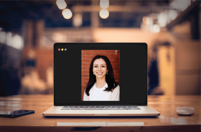 photo of Dr. Monica Wang on a laptop screen