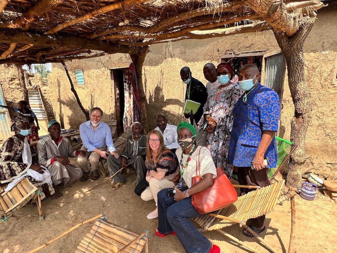 Scientists village chief and elders in Kalifabougou, Mali