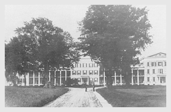 The (eastward facing) front of the Marine Hospital, Stapleton, Staten Island, New York, which housed the Hygienic Laboratory from 1887–1891 (27–29).