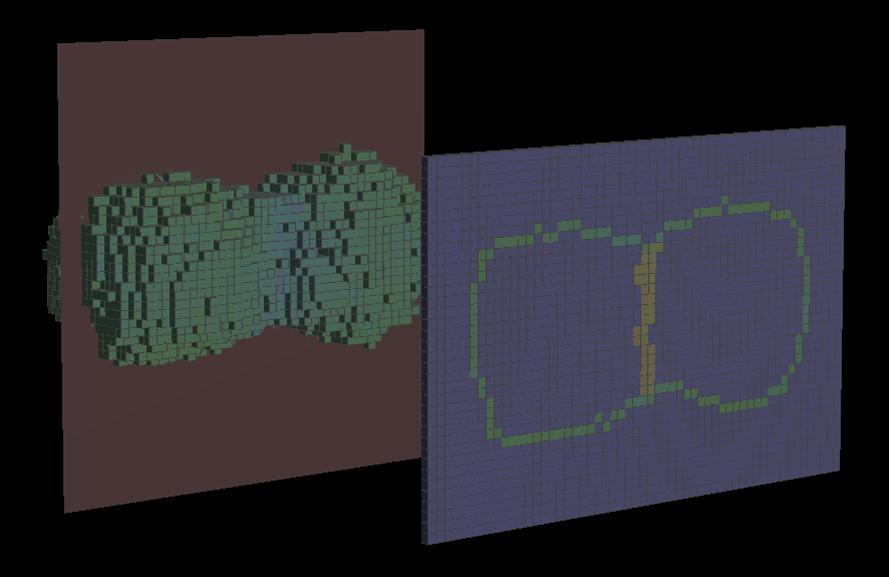 Evolution of an adhesion-driven cellular contact interface. In this simulation, the two cells were brought into contact initially at a small region of their membrane.